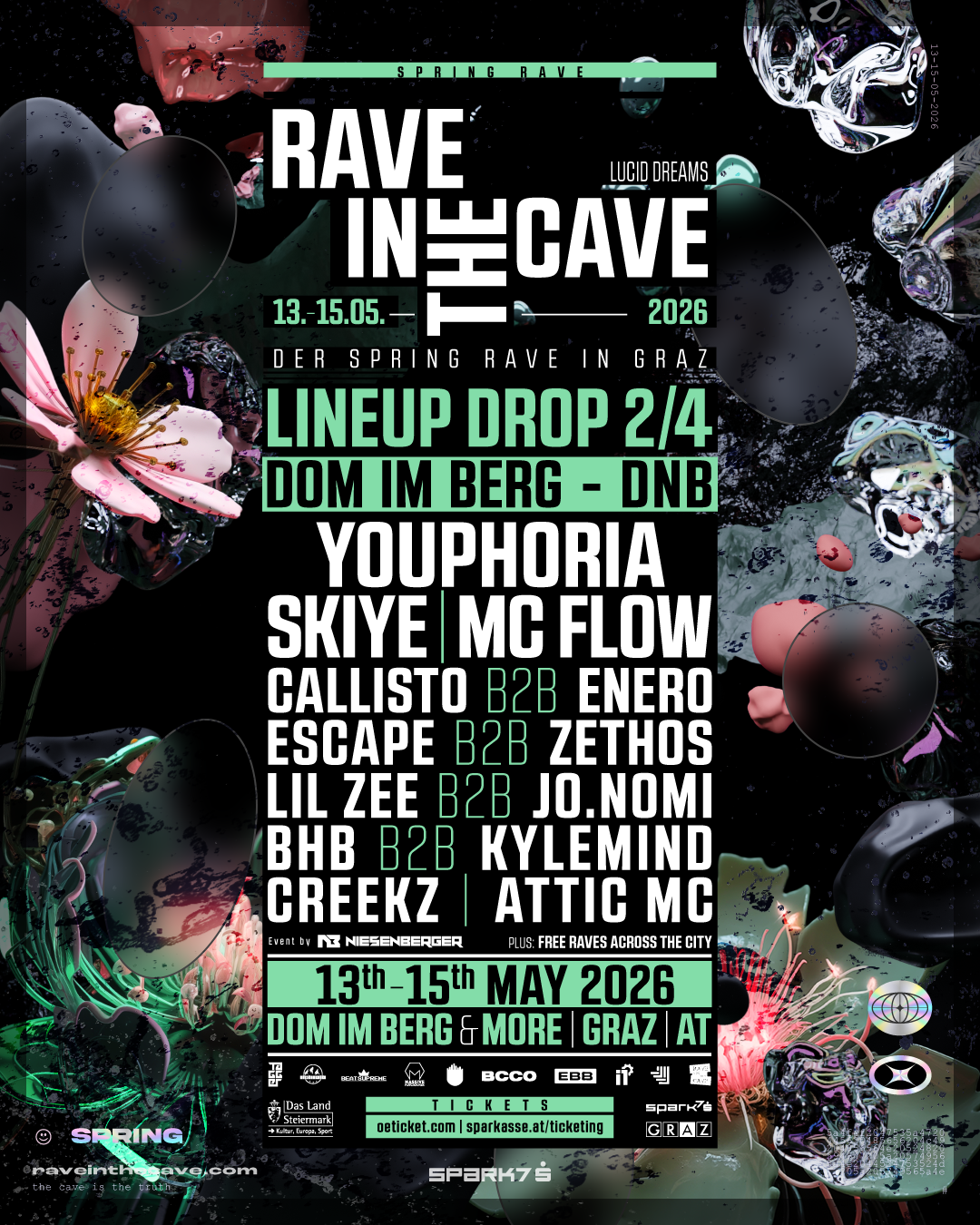 RAVE IN THE CAVE 2026 - Spring Edition - Weekender - 13. -15. May 2026 - Dom Im Berg & More - DNB Lineup